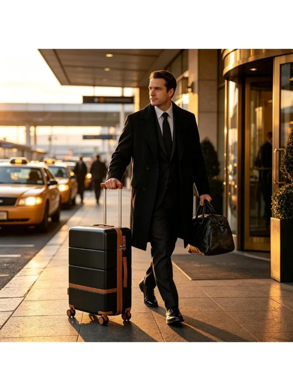 3-Piece Carry-On Luggage Set, Hard Shell Suitcase & Vintage Duffel Bag Combo